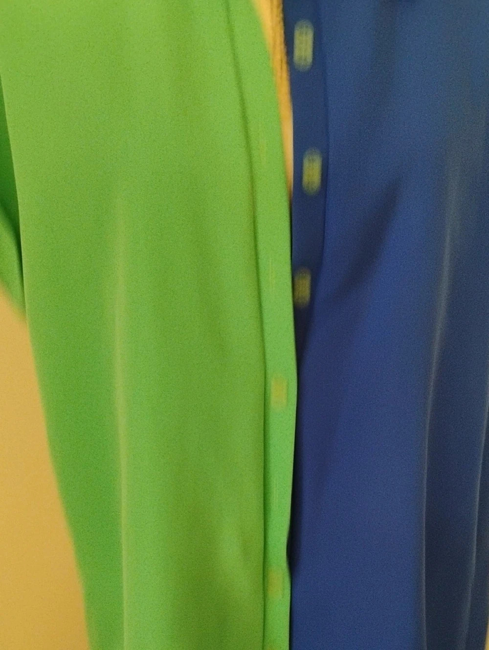 Color Block Button Down in Green & Blue - Picture 3 of 5
